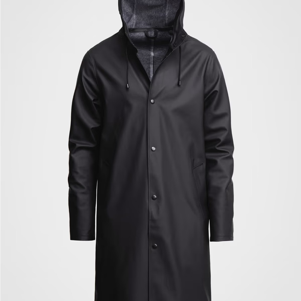 Stylish Black Hooded Raincoat